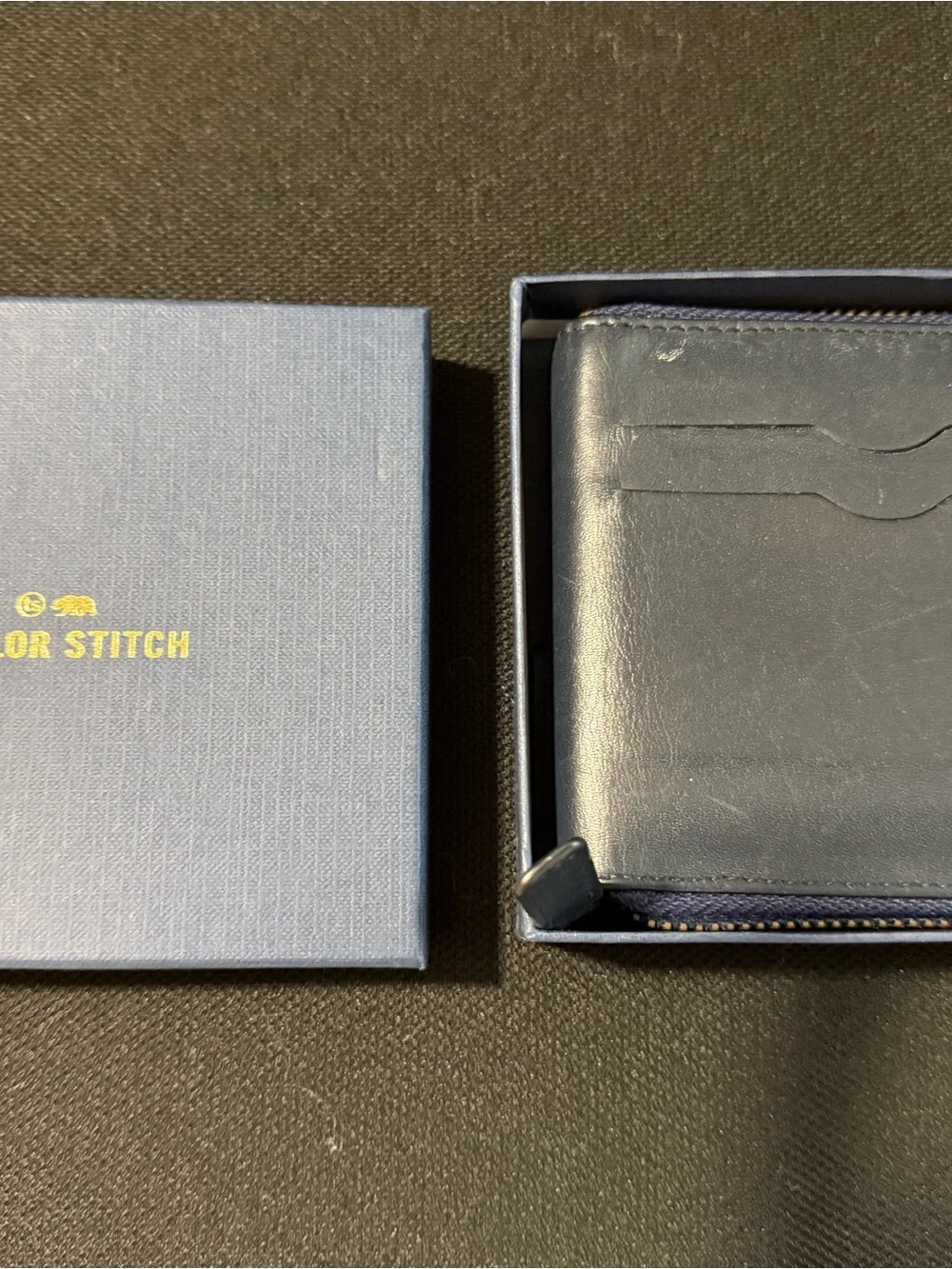 Taylor Stitch Navy Leather Card Holder Wallet